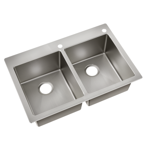 33 X 22 Steel 18 Gauge Double Bowl Dualmount Sink