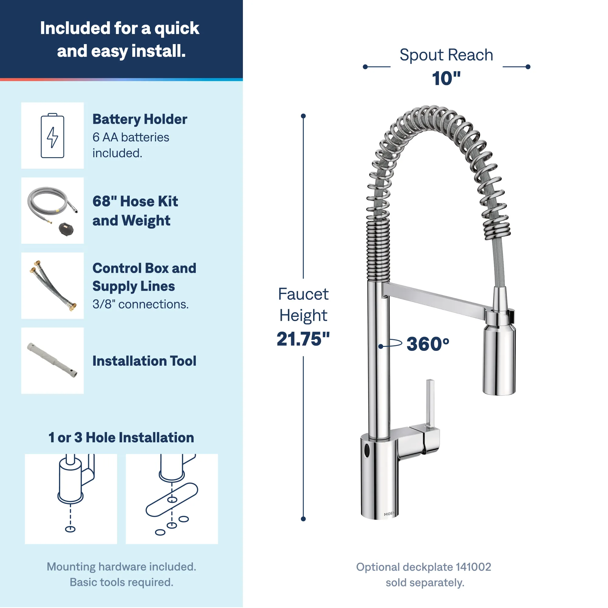 Align MotionSense Wave Single Sensor One-Handle High Arc Pre-Rinse Spring Pulldown Kitchen Faucet - Image 3