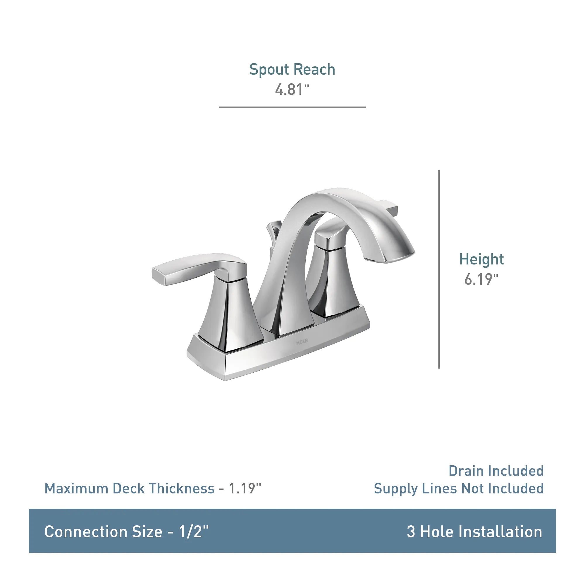 Voss Two-Handle High Arc Bathroom Faucet - Image 12