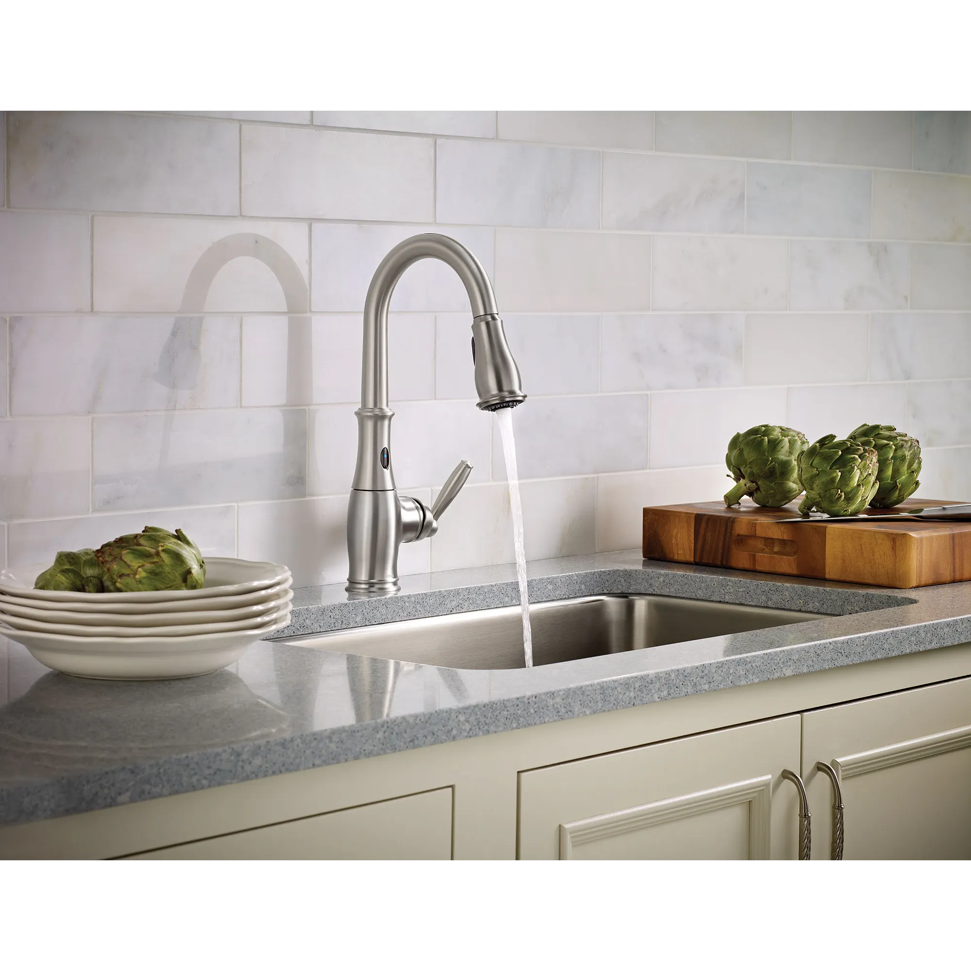 Brantford One-Handle High Arc MotionSense Dual Sensor Pulldown Kitchen Faucet - Image 10