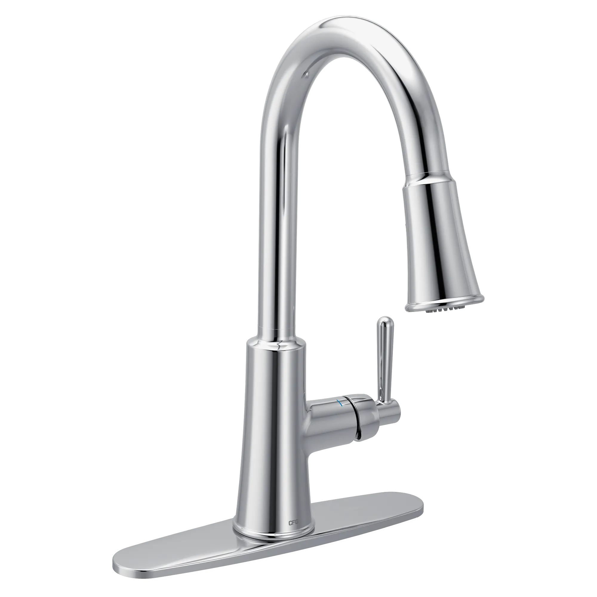 Ember Chrome one-handle high arc pulldown kitchen faucet - Image 2