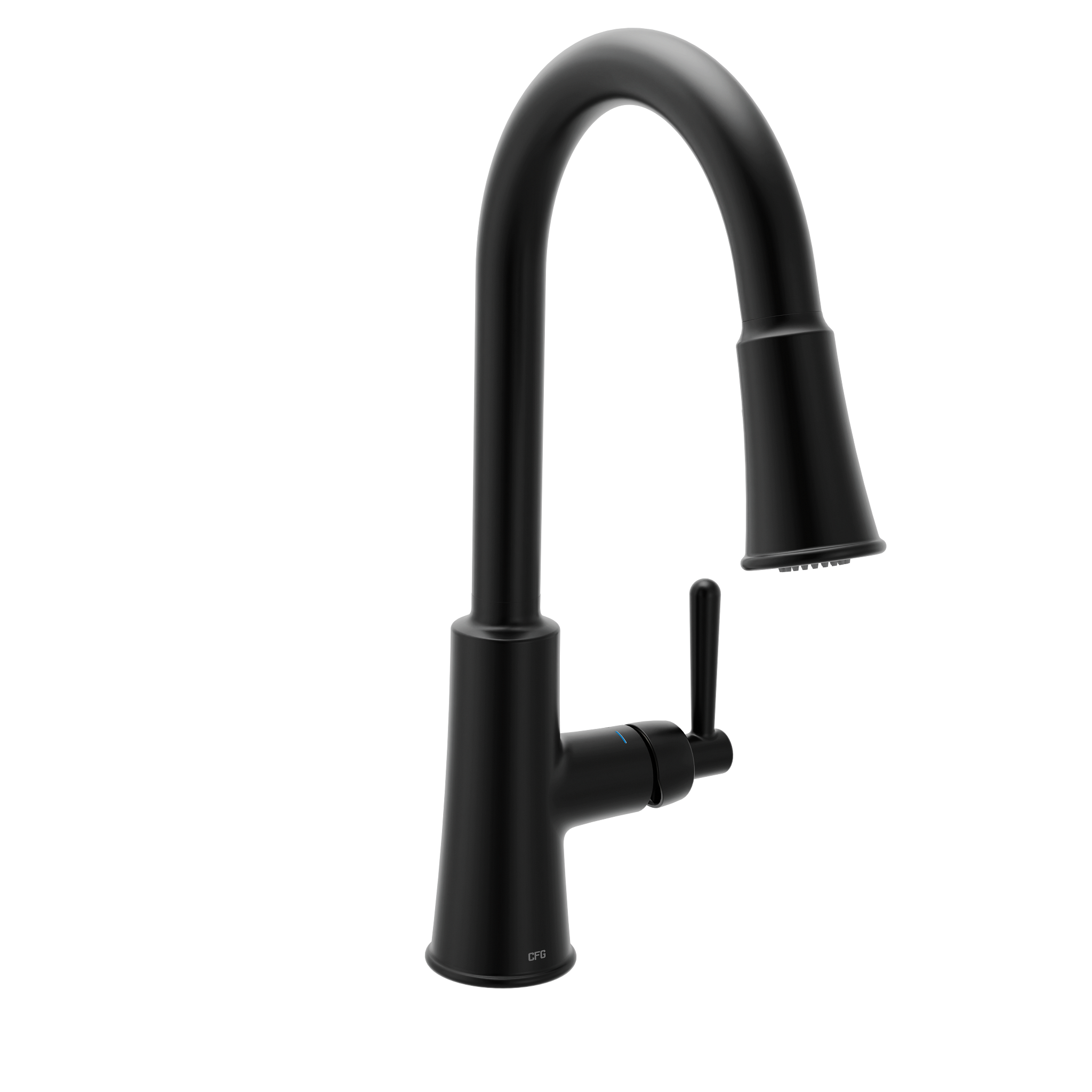 Ember Matte black one-handle high arc pulldown kitchen faucet