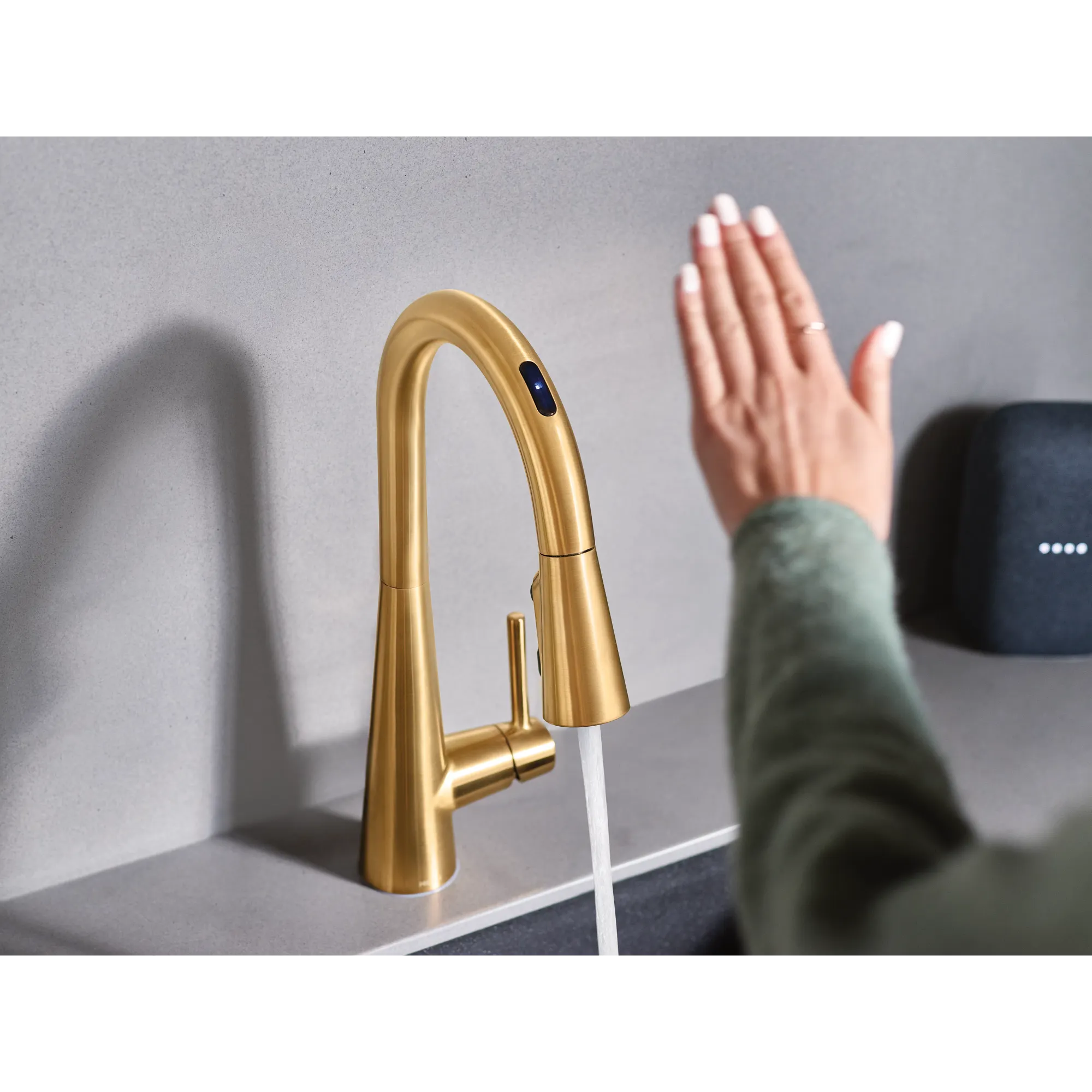 Sleek Smart Faucet Voice Control One-Handle High Arc Pulldown Kitchen Faucet - Image 19