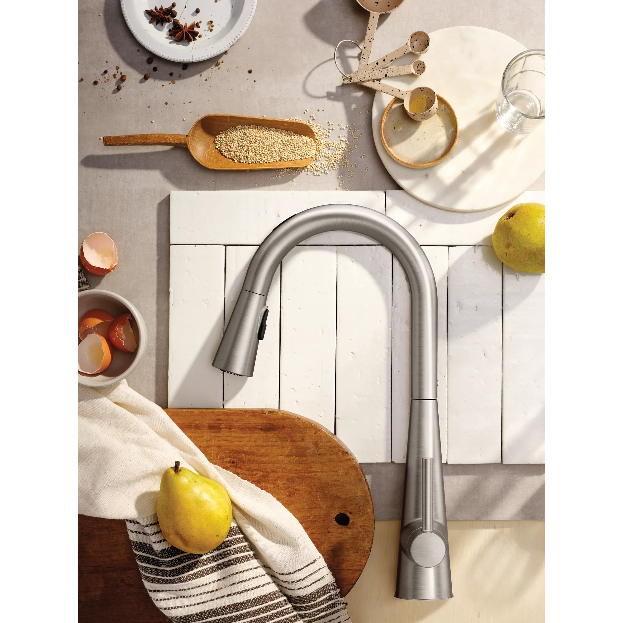 Sleek Smart Faucet Voice Control One-Handle High Arc Pulldown Kitchen Faucet - Image 17