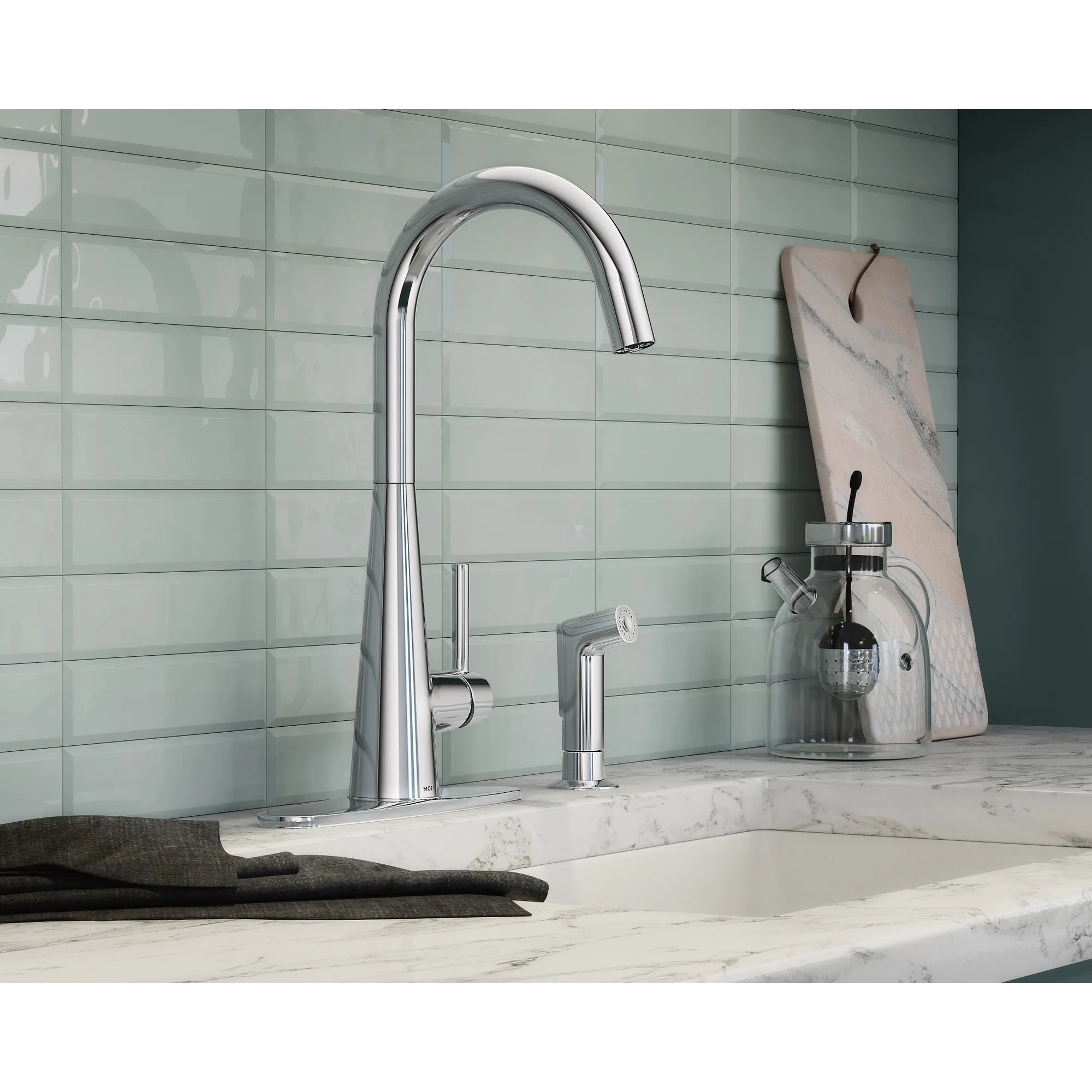 Sleek One-Handle High Arc Pulldown Kitchen Faucet - Image 2