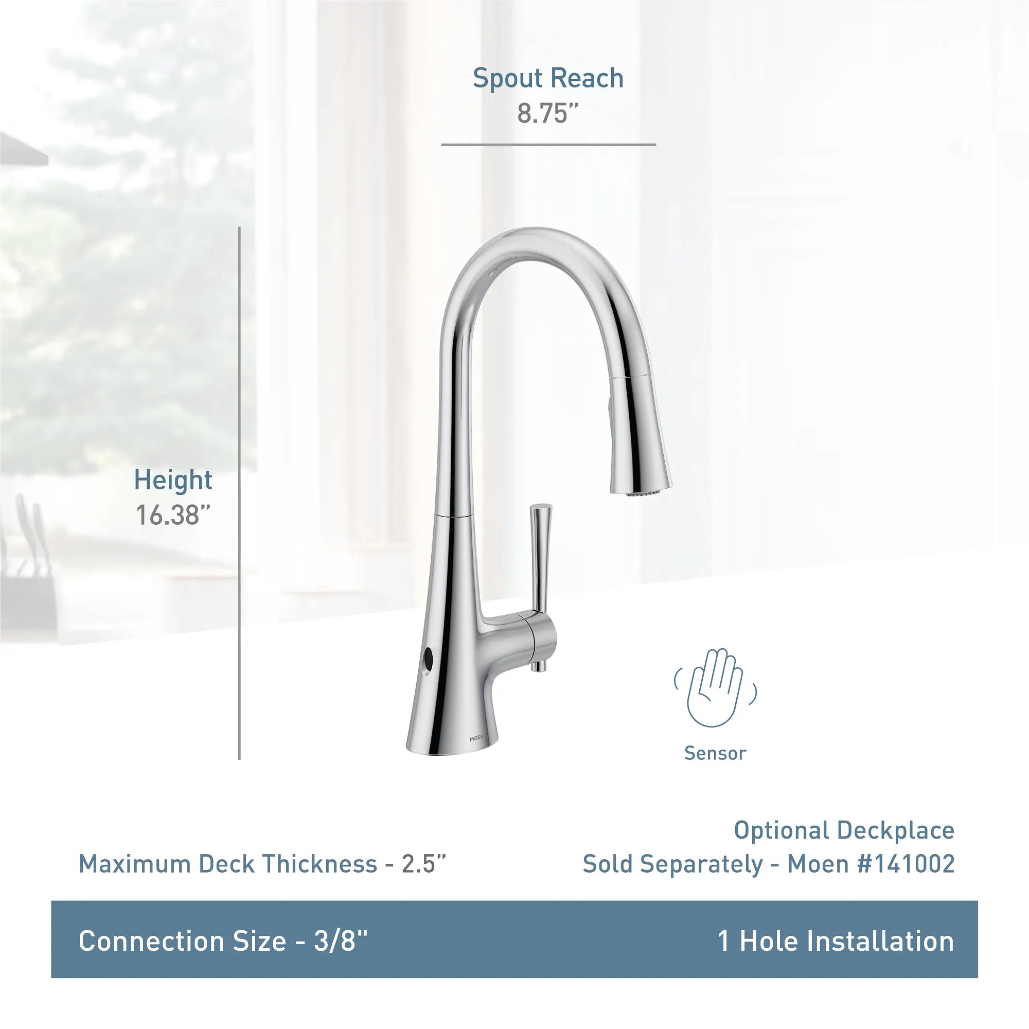 Kurv MotionSense Wave One-Handle High Arc Single Sensor Pulldown Kitchen Faucet - Image 3