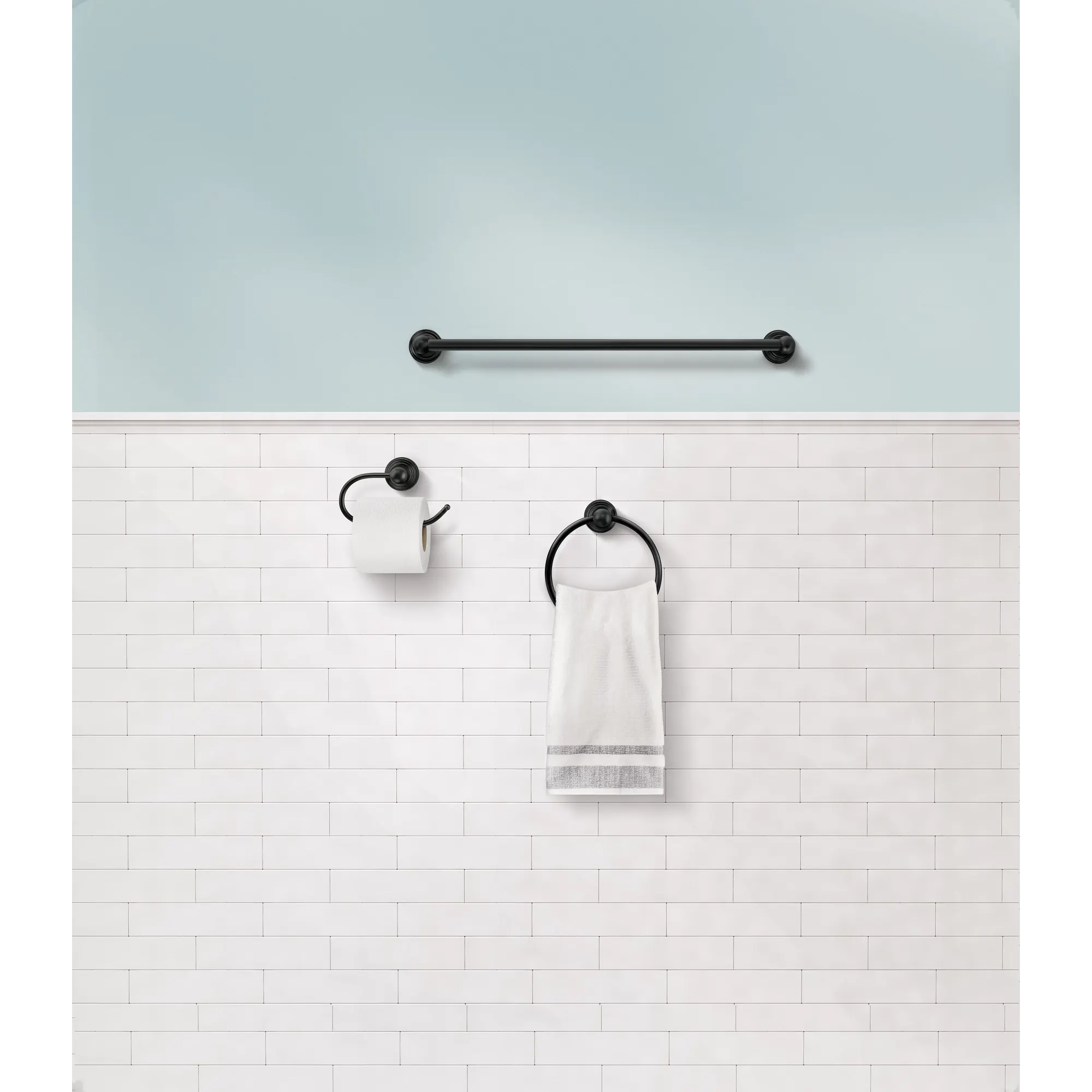 Preston Paper Holder. 18 Towel Bar. Towel Ring Accessory Kit - Image 2