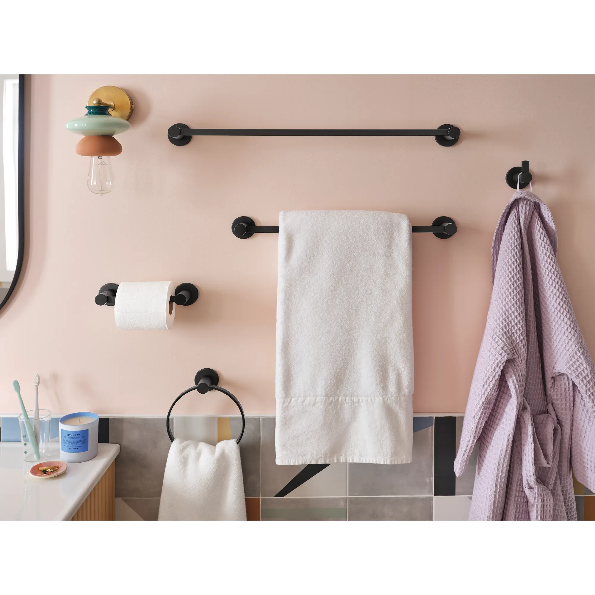 Avri Pivoting Paper Holder Towel Bar Towel Ring - Image 9