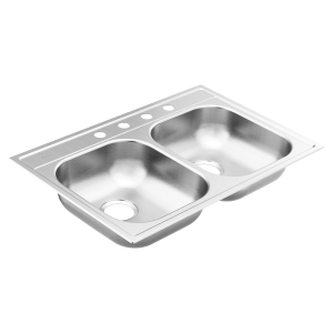 2000 Series 33x22 Steel 20 Gauge Double Bowl Drop In Sink