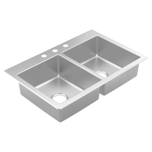 Prep 33 Steel Drop-In Double Bowl Sink