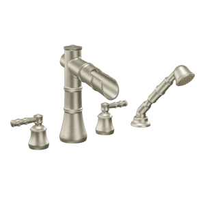 Bamboo Two-Handle Open Waterway Roman Tub Faucet Includes Hand Shower