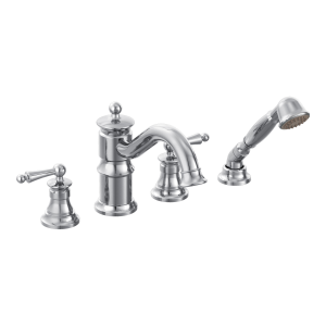 Waterhill Two-Handle High Arc Roman Tub Faucet Includes Hand Shower